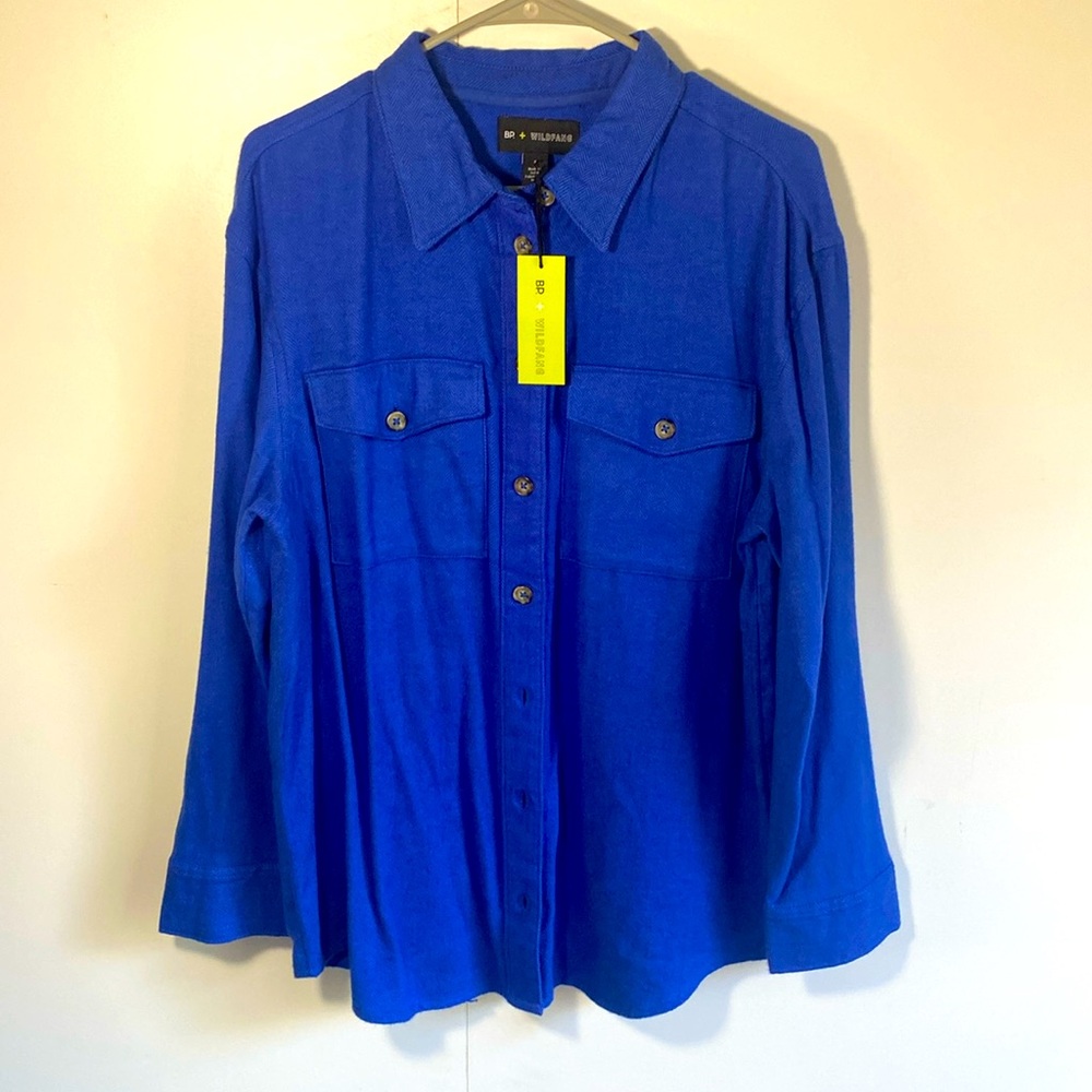 Wildfang deep blue soft flannel button down shirt